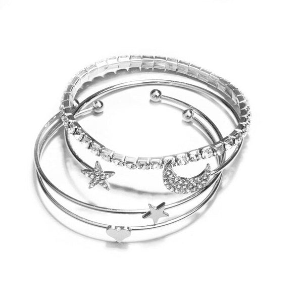 4PCS Set Punk Cub Chain Bracelets Bangles 2022 Fashion Jewelry Punk Chain Bracelets Set for Women Charm Jewelry Gifts - Victorias Closet