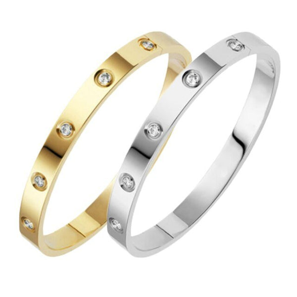 7mm Stainless Steel Bangle For Women Bracelet On Hand Lady Girl Women&#39;s Fashion Jewelry Bangle Rhinestone Titanium Designer Gift - Victorias Closet