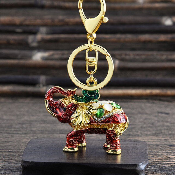 Creative 3D Enamel Elephant Keychain Crafts Key Chain Fashion Key Ring Crystal Animal Bag Pendant Keyrings Unique Jewelry - Victorias Closet