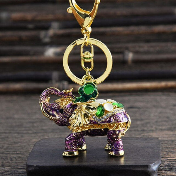 Creative 3D Enamel Elephant Keychain Crafts Key Chain Fashion Key Ring Crystal Animal Bag Pendant Keyrings Unique Jewelry - Victorias Closet