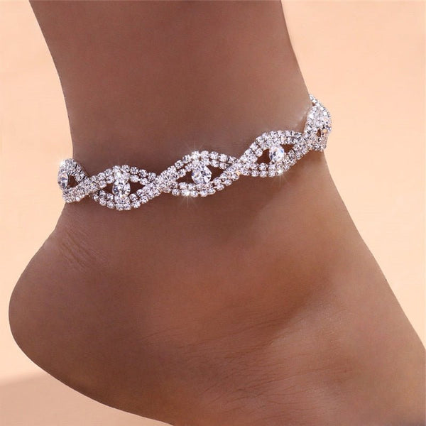 Cubic Zirconia Chain Anklet - Victorias Closetanklet