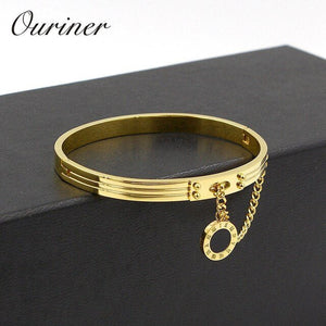 Fine Jewelry Black Round Tag Chain Bangles Roman Numerals Bracelet For Women Classic Brand Jewelry Stainless Steel Bracelets 104 - Victorias Closet