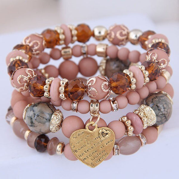 Kymyad Retro Bracelets Sets for Women Handmade Bracelets &amp; Bangles Women Jewelry Resin Beads Stone One Direction Charm Bracelet - Victorias Closet