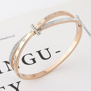 New Stainless Steel Jewelry Crystal Bracelets Cross Roman Numerals Bangle For Women&#39;s Who Love Gifts Wholesale - Victorias Closet