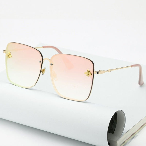 Oversize Rimless Square Bee Sunglasses - Victorias ClosetSunglasses