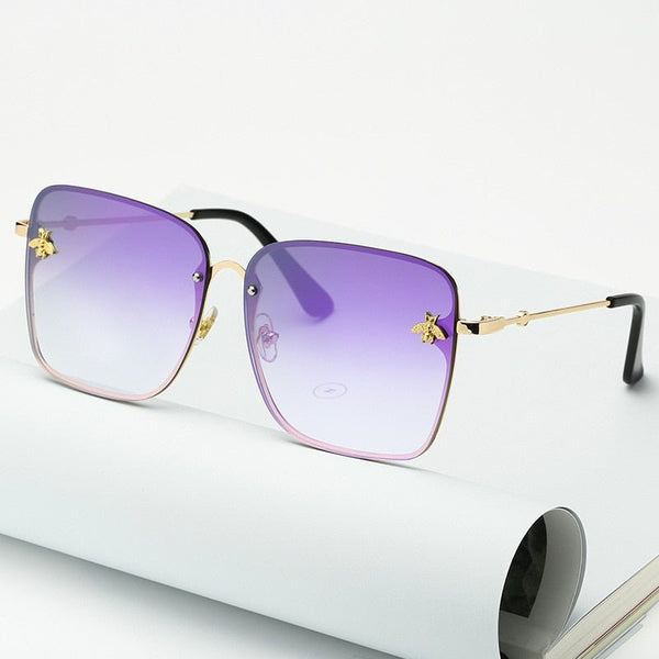Oversize Rimless Square Bee Sunglasses - Victorias ClosetSunglasses