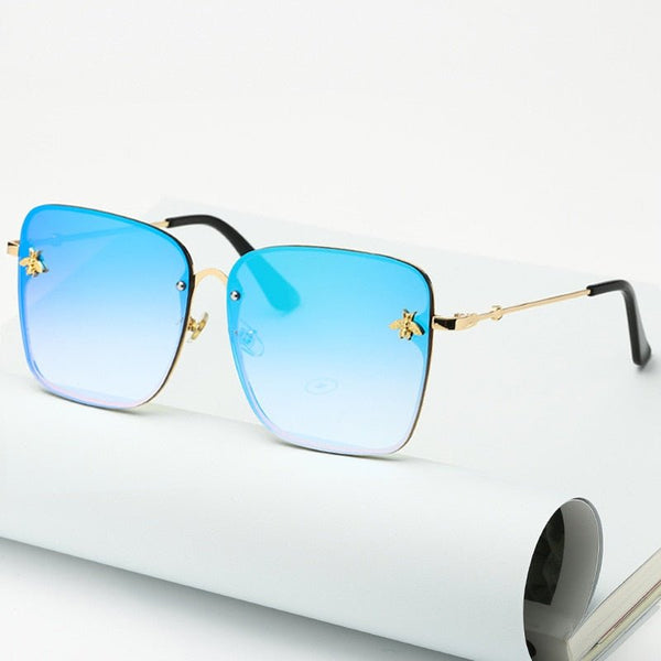 Oversize Rimless Square Bee Sunglasses - Victorias ClosetSunglasses