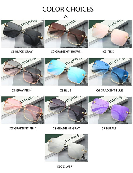 Oversize Rimless Square Bee Sunglasses - Victorias ClosetSunglasses