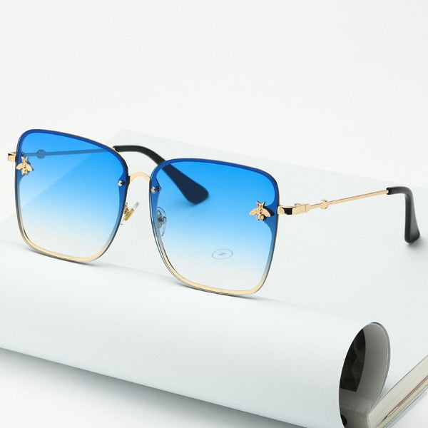 Oversize Rimless Square Bee Sunglasses - Victorias ClosetSunglasses