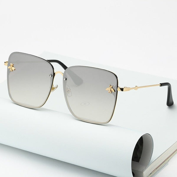 Oversize Rimless Square Bee Sunglasses - Victorias ClosetSunglasses