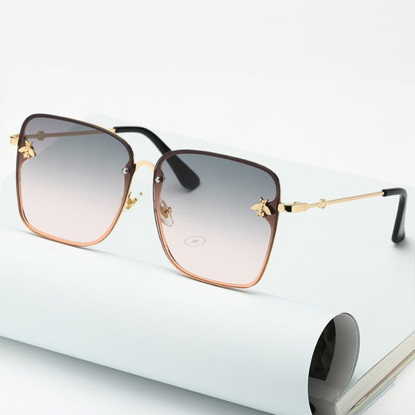 Oversize Rimless Square Bee Sunglasses - Victorias ClosetSunglasses