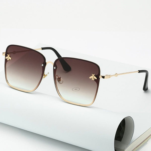 Oversize Rimless Square Bee Sunglasses - Victorias ClosetSunglasses