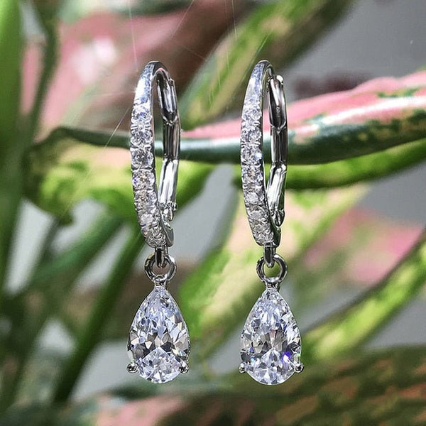 Pear CZ Drop Earrings Crystal High Quality - Victorias ClosetEARRINGS