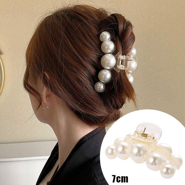 Pearl Hair Claw Set Clip for Women Gold Color Hairpins Metal Hair Accessories Geometric Hollow Pincer Barrette Crystal Clip Big - Victorias Closet0