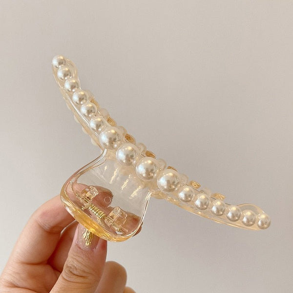 Pearl Hair Claw Set Clip for Women Gold Color Hairpins Metal Hair Accessories Geometric Hollow Pincer Barrette Crystal Clip Big - Victorias Closet0