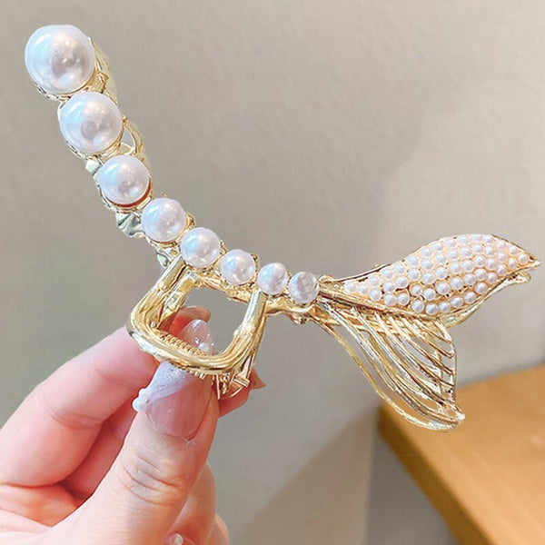 Pearl Hair Claw Set Clip for Women Gold Color Hairpins Metal Hair Accessories Geometric Hollow Pincer Barrette Crystal Clip Big - Victorias Closet0