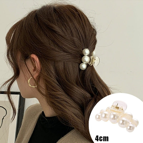 Pearl Hair Claw Set Clip for Women Gold Color Hairpins Metal Hair Accessories Geometric Hollow Pincer Barrette Crystal Clip Big - Victorias Closet0