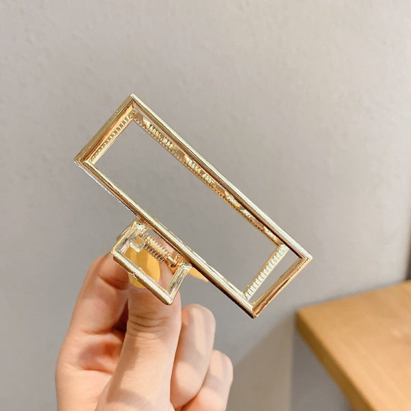 Pearl Hair Claw Set Clip for Women Gold Color Hairpins Metal Hair Accessories Geometric Hollow Pincer Barrette Crystal Clip Big - Victorias Closet0