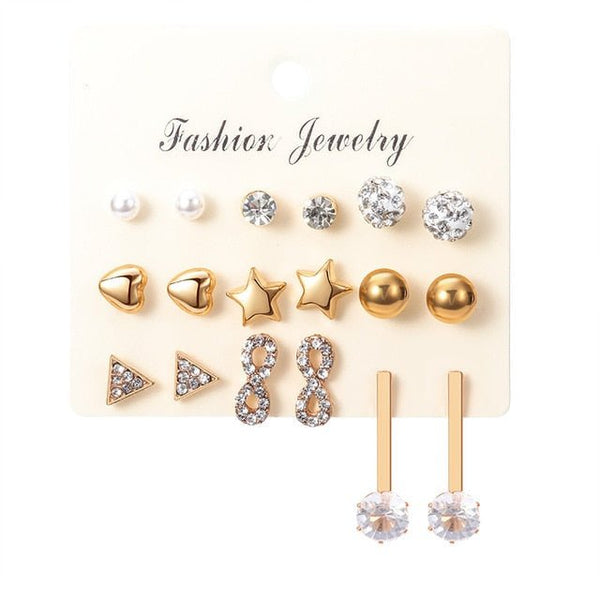 Stainless Steel Acrylic Crystal Stud Earrings - Victorias ClosetEARRINGS