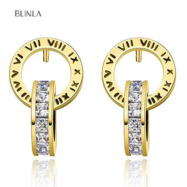 Stainless Steel Acrylic Crystal Stud Earrings - Victorias ClosetEARRINGS