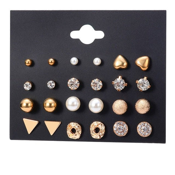 Stainless Steel Acrylic Crystal Stud Earrings - Victorias ClosetEARRINGS