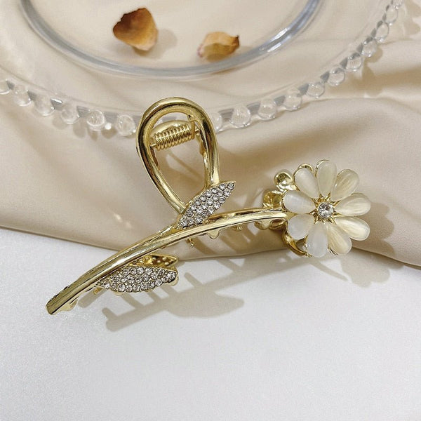 Vivid Flower Hair Claws for Women Vintage Hair Jewelry Charm Big Rhinestone Crystal Crab Clip Wedding Claw Crab Daisy Shark Clip - Victorias Closet0